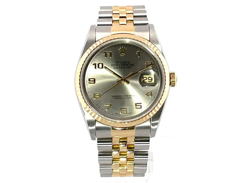 Rolex Datejust 36 Edelstahl Gelbgold 16233 Stahlfarben Arabisch Jubile-Band