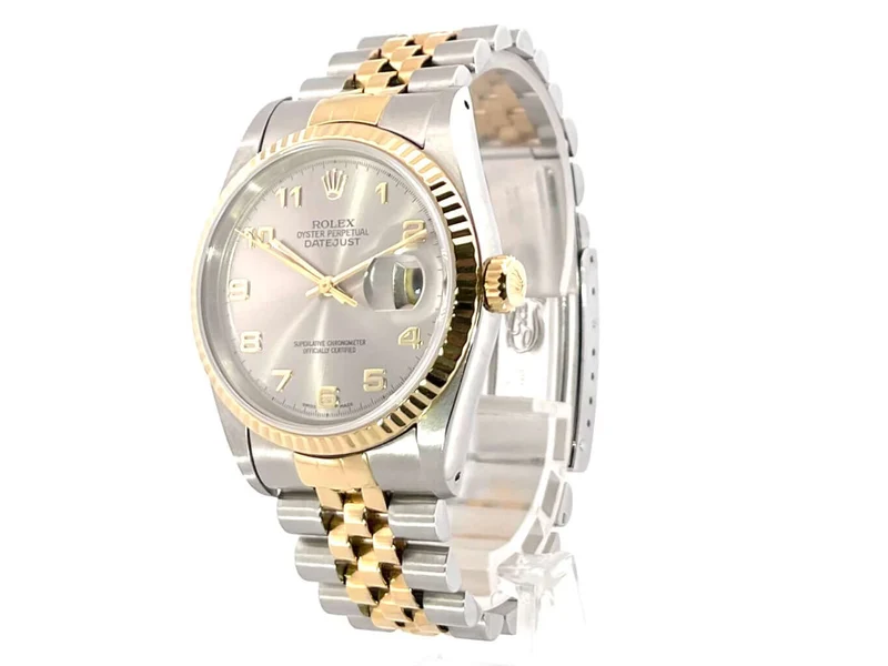 Rolex Datejust 36 Edelstahl Gelbgold 16233 Stahlfarben Arabisch Jubile-Band