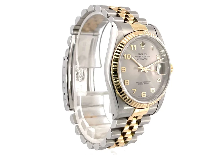 Rolex Datejust 36 Edelstahl Gelbgold 16233 Stahlfarben Arabisch Jubile-Band
