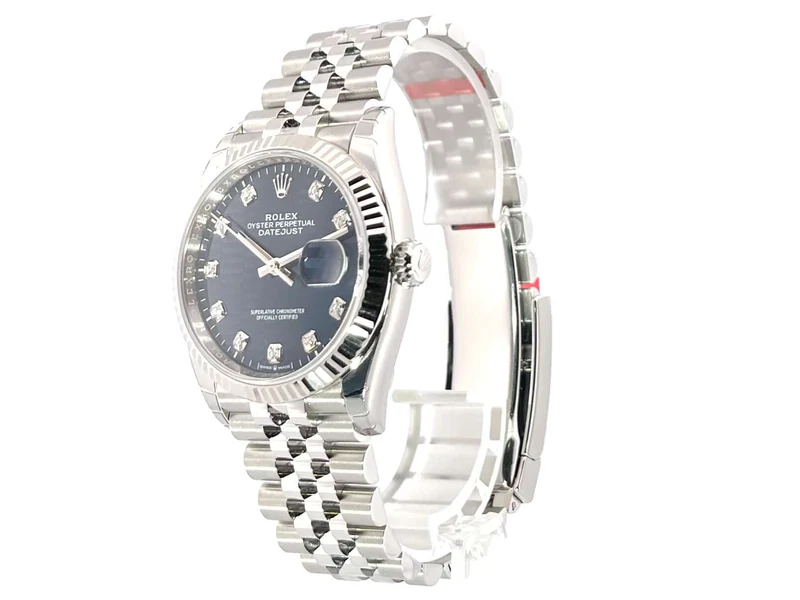 Rolex Datejust 36 Oystersteel Weißgold 126234 Blau Riffel Diamant Jubile-Band