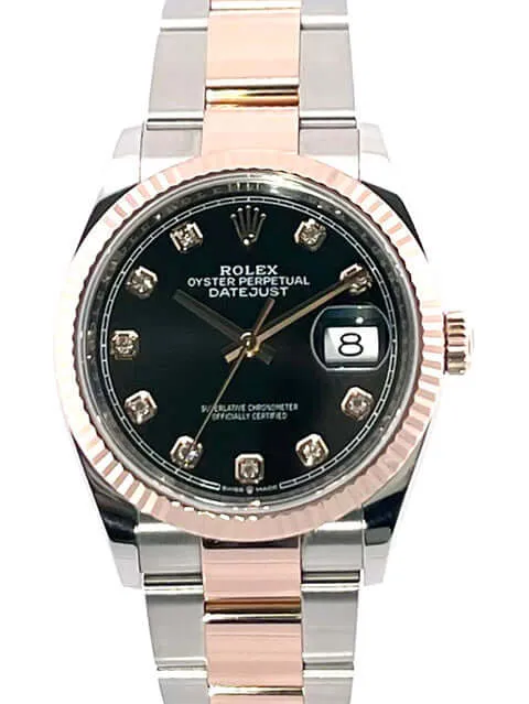 Rolex Datejust 36 Oystersteel Everose-Gold 126231 Schwarz Diamant
