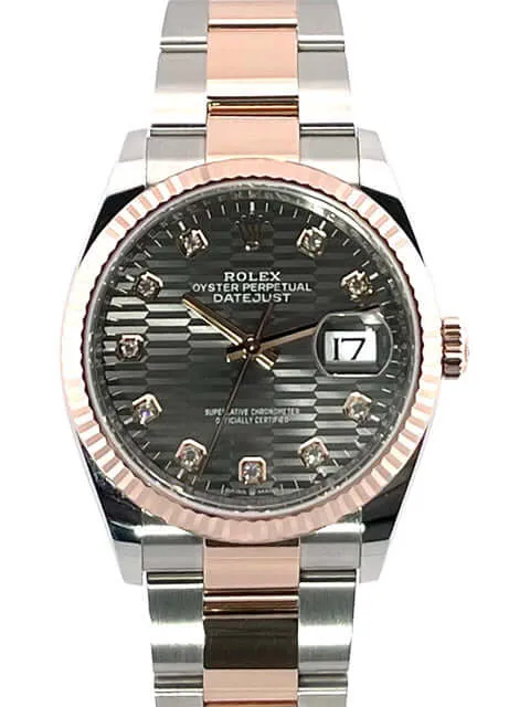 Rolex Datejust 36 Oystersteel - Everose-Gold 126231 Schiefergrau Riffelmuster DIA