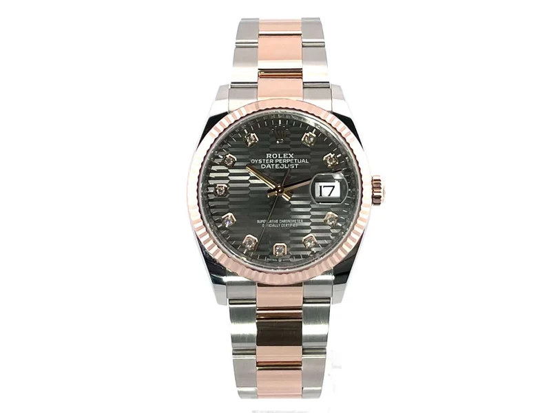 Rolex Datejust 36 Oystersteel - Everose-Gold 126231 Schiefergrau Riffelmuster DIA