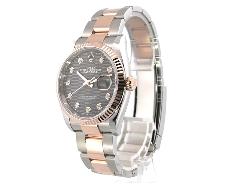 Rolex Datejust 36 Oystersteel - Everose-Gold 126231 Schiefergrau Riffelmuster DIA