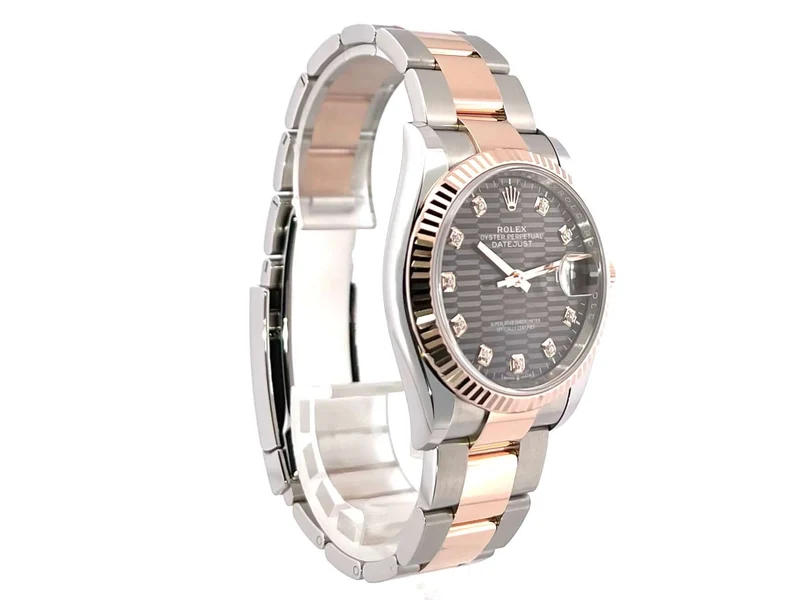 Rolex Datejust 36 Oystersteel - Everose-Gold 126231 Schiefergrau Riffelmuster DIA
