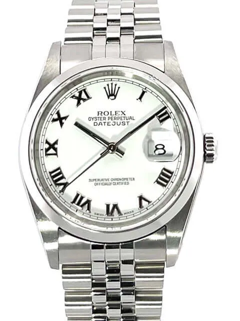 Rolex Datejust 36 Edelstahl 16200 Weiß Jubile-Band