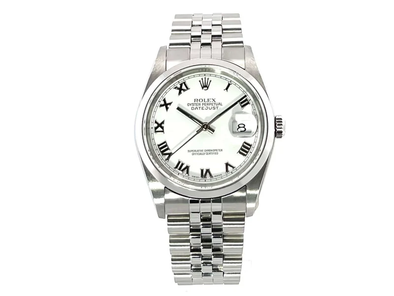 Rolex Datejust 36 Edelstahl 16200 Weiß Jubile-Band