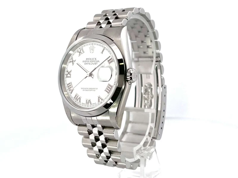 Rolex Datejust 36 Edelstahl 16200 Weiß Jubile-Band