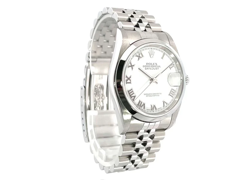 Rolex Datejust 36 Edelstahl 16200 Weiß Jubile-Band