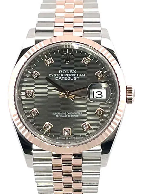Rolex Datejust 36 Oystersteel - Everose-Gold 126231 Schiefergrau Riffelmuster DIA Jubile-Band