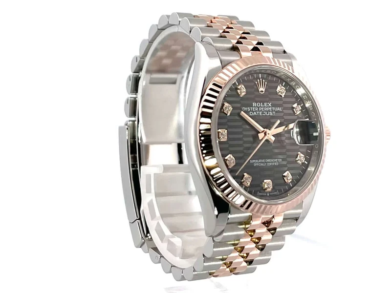 Rolex Datejust 36 Oystersteel - Everose-Gold 126231 Schiefergrau Riffelmuster DIA Jubile-Band