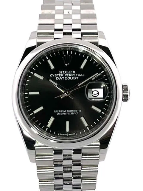 Rolex Datejust 36 Oystersteel 126200 Schwarz Jubile-Band