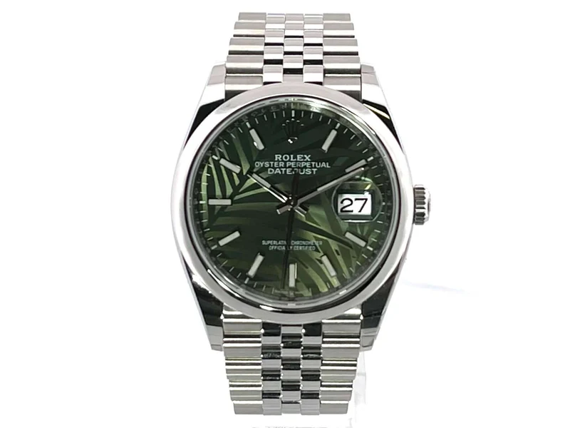 Rolex Datejust 36 Oystersteel 126200 Olivgrün Palmenmuster Jubile-Band