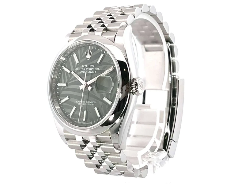 Rolex Datejust 36 Oystersteel 126200 Olivgrün Palmenmuster Jubile-Band