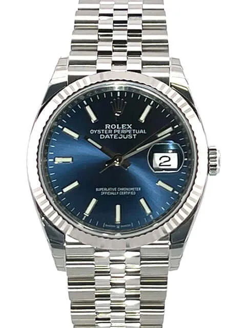 Rolex Datejust 36 Oystersteel Weißgold 126234 Blau Jubile-Band verklebt