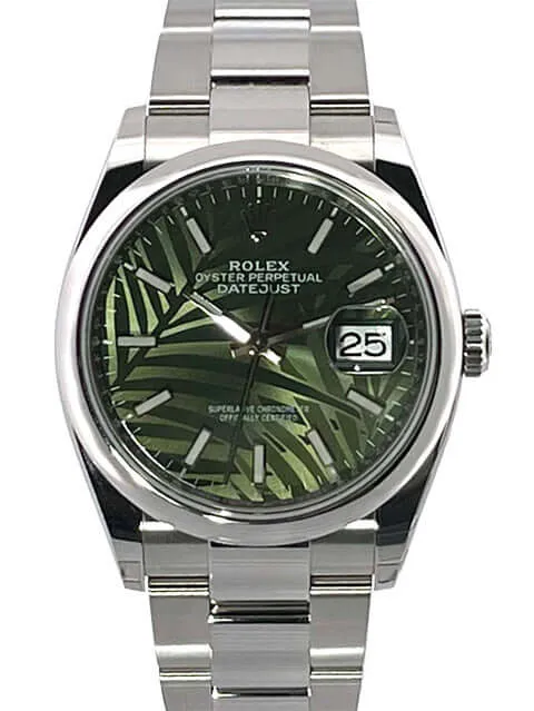 Rolex Datejust 36 Oystersteel 126200 Olivgrün Palmenmuster