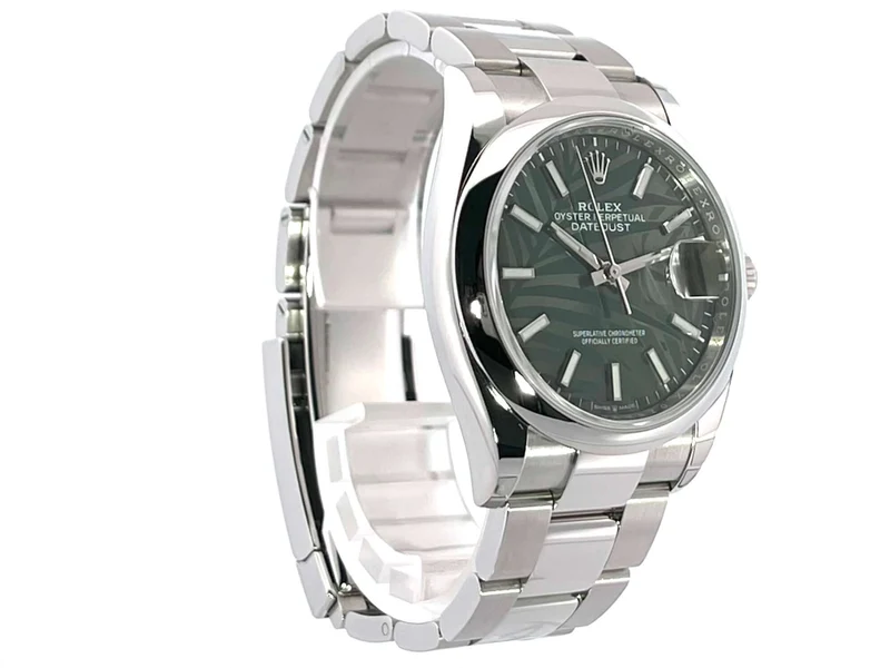Rolex Datejust 36 Oystersteel 126200 Olivgrün Palmenmuster
