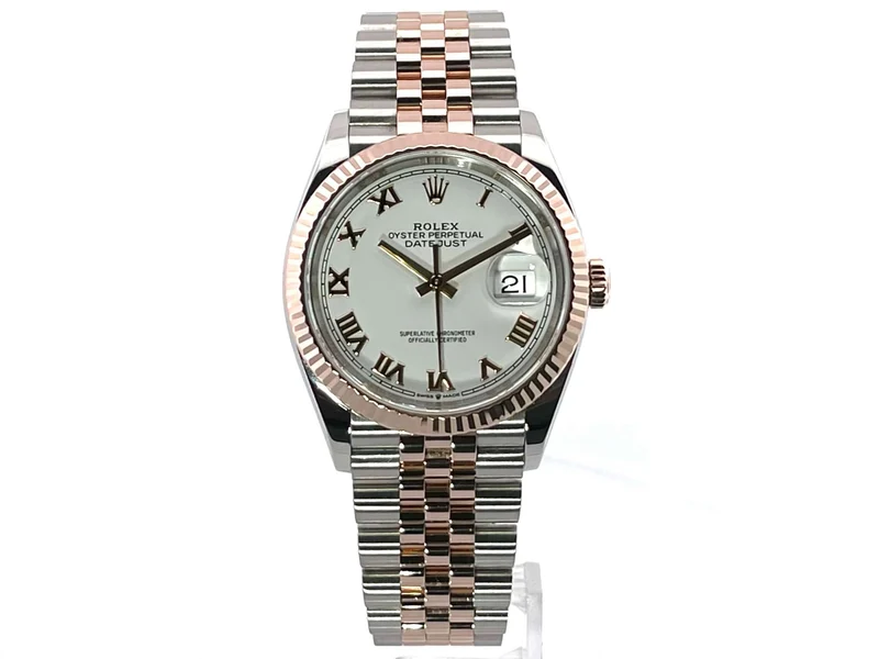 Rolex Datejust 36 Oystersteel - Everose-Gold 126231 Weiß Römisch Jubile-Band 2020
