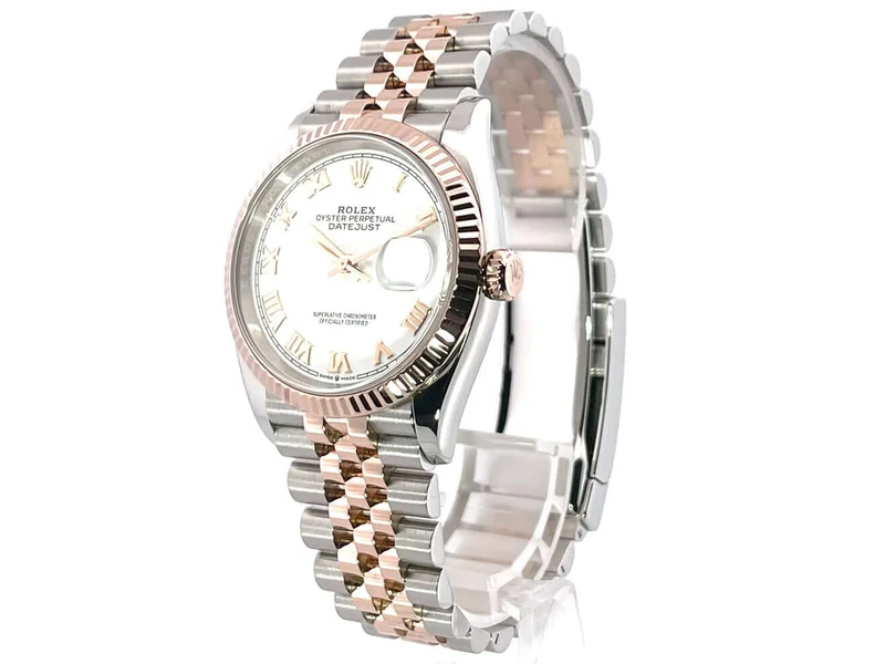 Rolex Datejust 36 Oystersteel - Everose-Gold 126231 Weiß Römisch Jubile-Band 2020