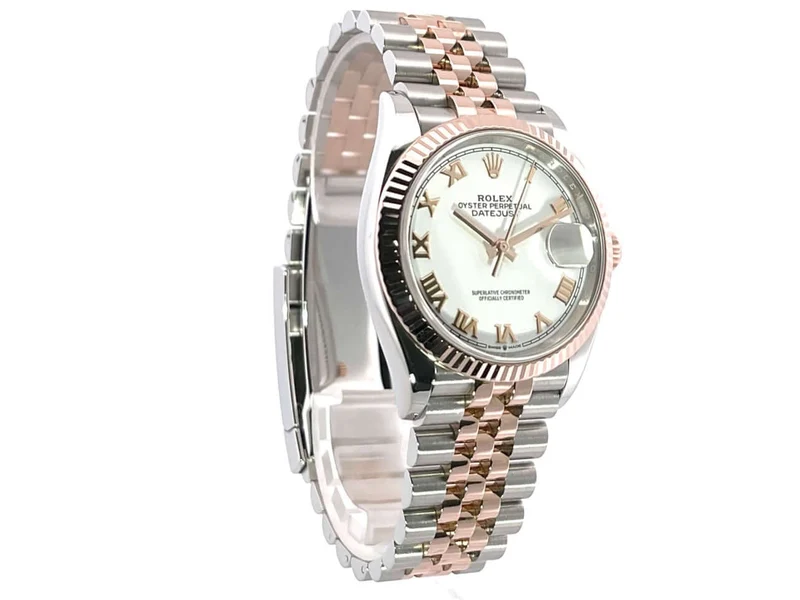Rolex Datejust 36 Oystersteel - Everose-Gold 126231 Weiß Römisch Jubile-Band 2020