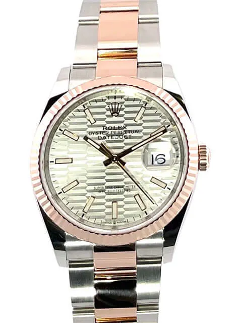 Rolex Datejust 36 Oystersteel Everose-Gold 126231 Silber Riffelmuster