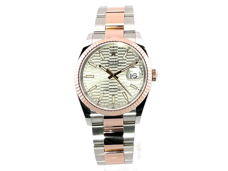 Rolex Datejust 36 Oystersteel Everose-Gold 126231 Silber Riffelmuster