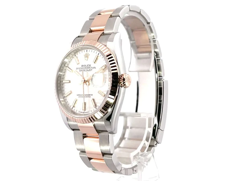 Rolex Datejust 36 Oystersteel Everose-Gold 126231 Silber Riffelmuster
