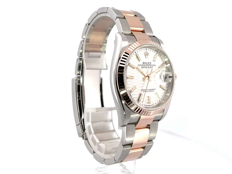 Rolex Datejust 36 Oystersteel Everose-Gold 126231 Silber Riffelmuster