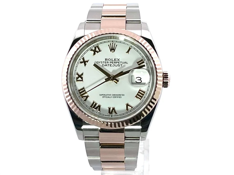 Rolex Datejust 36 Oystersteel - Everose-Gold 126231 Weiß Römisch aus 2019 LC100