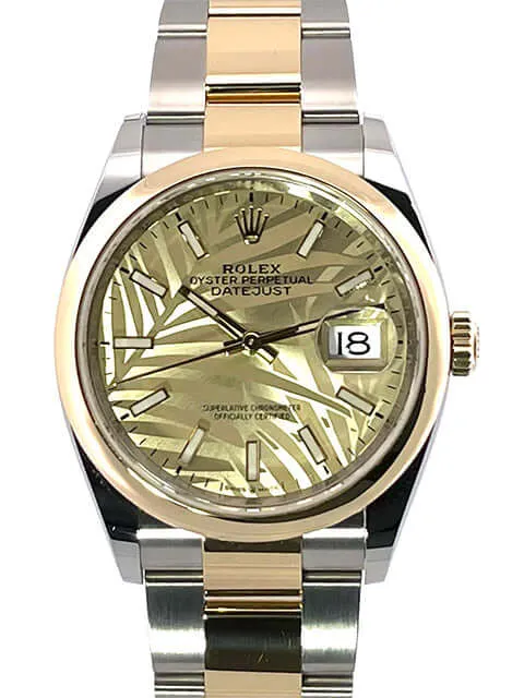 Rolex Datejust 36 Oystersteel - Gelbgold 126203 Golden Palmenmuster