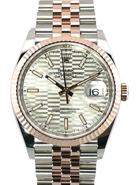 Rolex Datejust 36 Oystersteel - Everose-Gold 126231 Silber Riffelmuster Jubile-Band