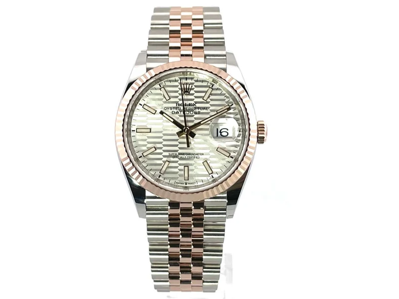 Rolex Datejust 36 Oystersteel - Everose-Gold 126231 Silber Riffelmuster Jubile-Band