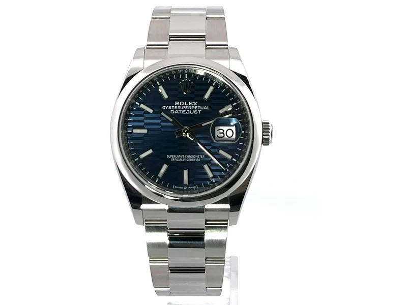 Rolex Datejust 36 Oystersteel 126200 Blau Riffelmuster