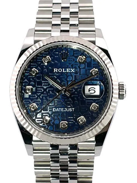 Rolex Datejust 36 Oystersteel Weißgold 126234 Blau J Diamant Jubile-Band