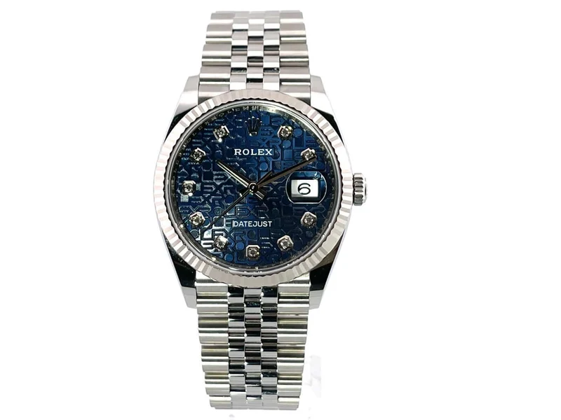 Rolex Datejust 36 Oystersteel Weißgold 126234 Blau J Diamant Jubile-Band