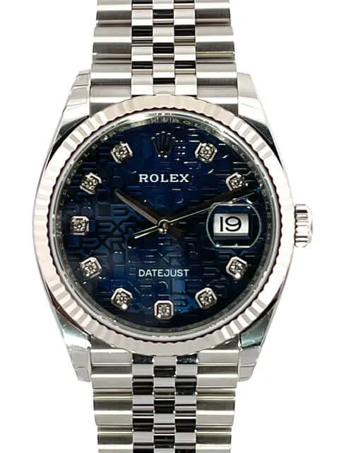 Rolex Datejust 36 Oystersteel Weißgold 126234 Blau J Diamant Jubile-Band verklebt