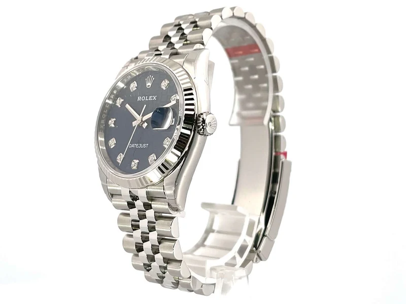 Rolex Datejust 36 Oystersteel Weißgold 126234 Blau J Diamant Jubile-Band verklebt