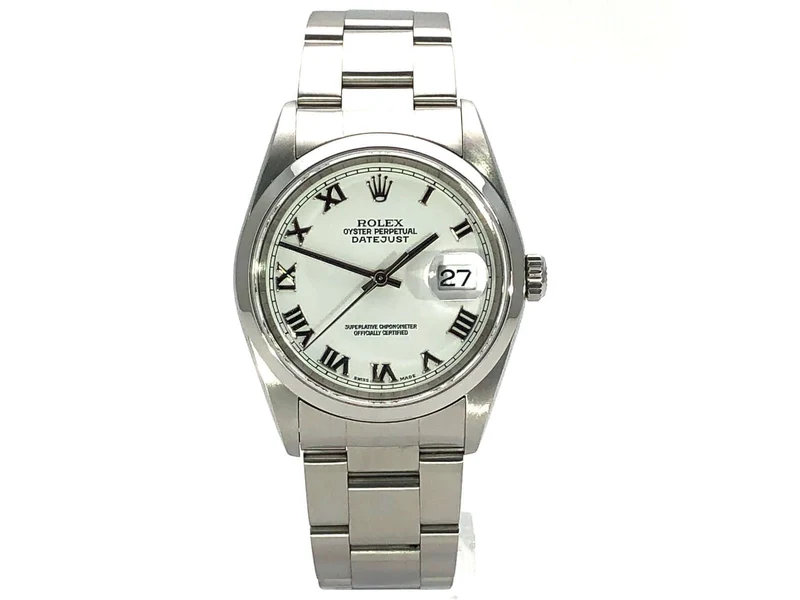 Rolex Datejust 36 Edelstahl 16200 Weiß aus 2003 LC100
