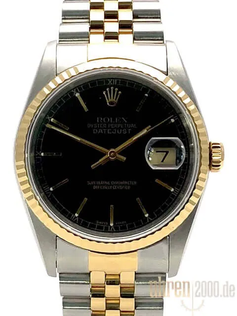 Rolex Datejust 36 Edelstahl - Gelbgold 16233 Schwarz aus 1998