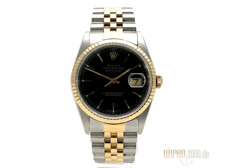 Rolex Datejust 36 Edelstahl - Gelbgold 16233 Schwarz aus 1998