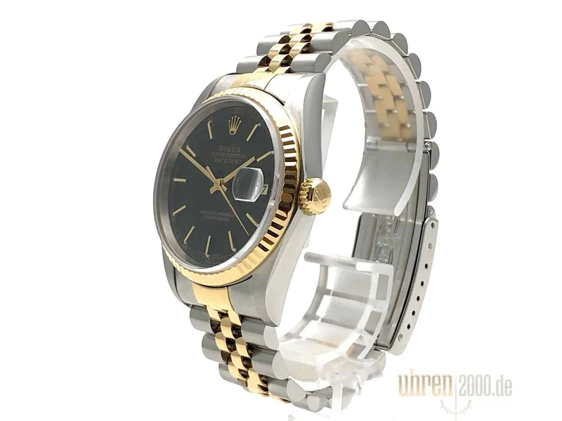 Rolex Datejust 36 Edelstahl - Gelbgold 16233 Schwarz aus 1998