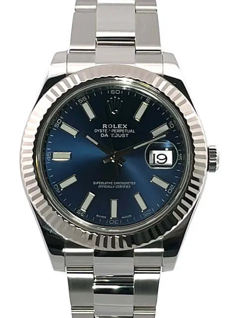 Rolex Datejust II 41 Edelstahl Weißgold 116334 Blau aus 2016