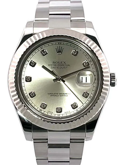 Rolex Datejust II 116334 Silber Diamant aus 2016