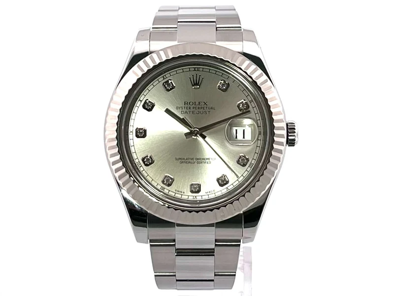 Rolex Datejust II 116334 Silber Diamant aus 2016