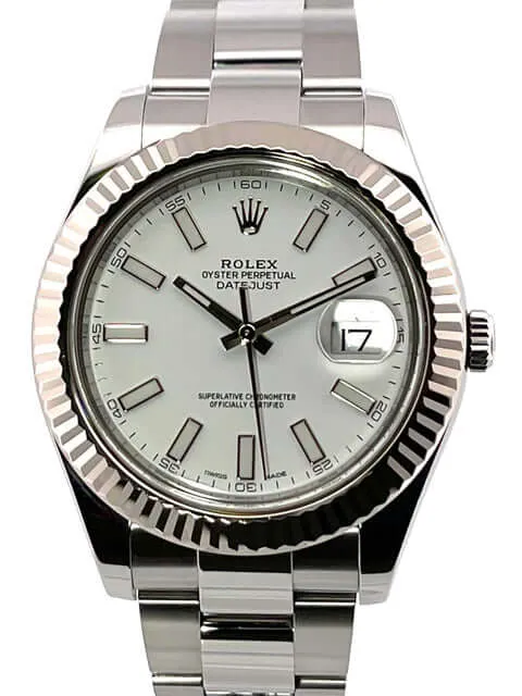 Rolex Datejust II 41 Edelstahl Weißgold 116334 Weiß aus 2016 LC100
