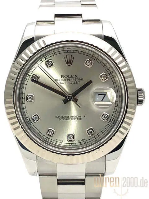 Rolex Datejust II 116334 Silber Diamant 2014 LC100 Service 2020