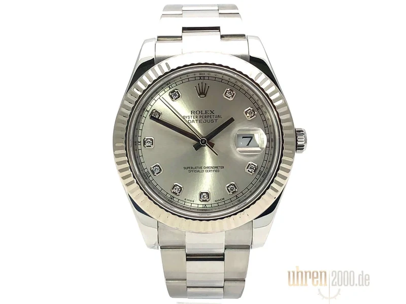Rolex Datejust II 116334 Silber Diamant 2014 LC100 Service 2020