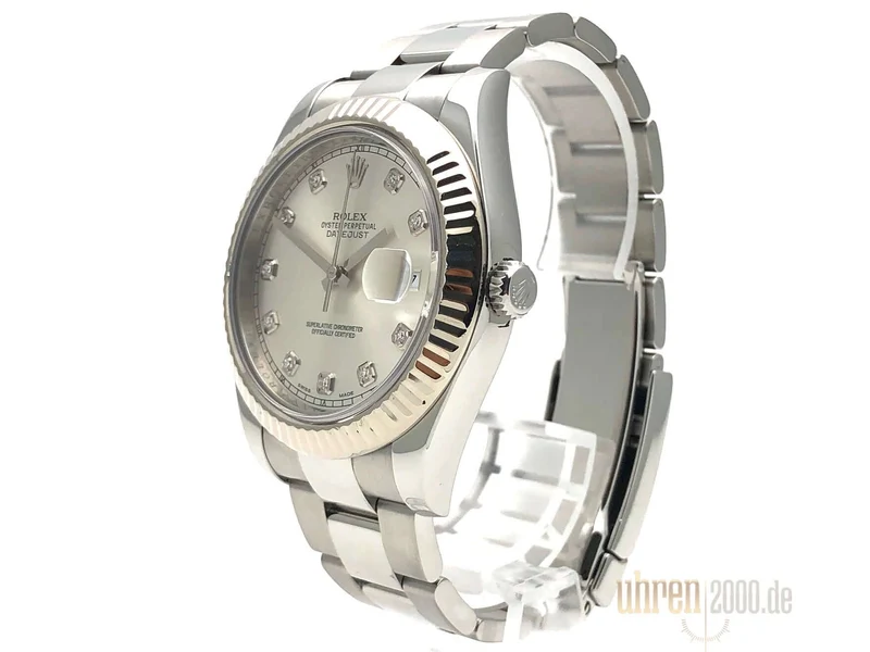 Rolex Datejust II 116334 Silber Diamant 2014 LC100 Service 2020
