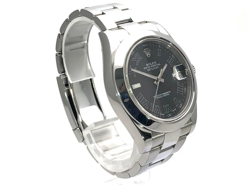 Rolex Datejust II 41 Edelstahl 116300 Schwarz Römisch 2014 LC100