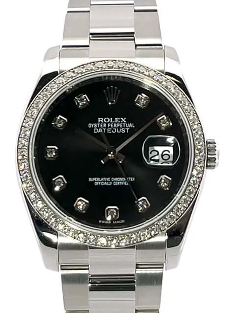 Rolex Datejust 36 Edelstahl Weißgold Diamant Lünette 116244 Schwarz Diamant